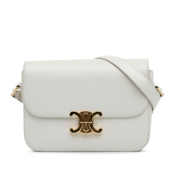 Celine Handbags - Auth Celine Medium Triomphe White Calf #113053C28B